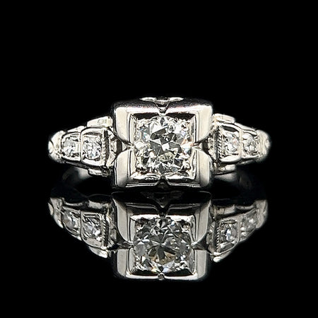 Art Deco .25ct. Diamond Antique Engagement - Fashion Ring White Gold - J42517