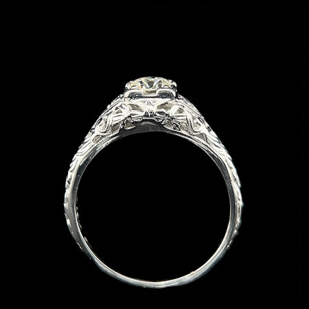 Art Deco Antique Engagement - Fashion Ring .40ct. Diamond 18K White Gold Traub Orange Blossom - J42519