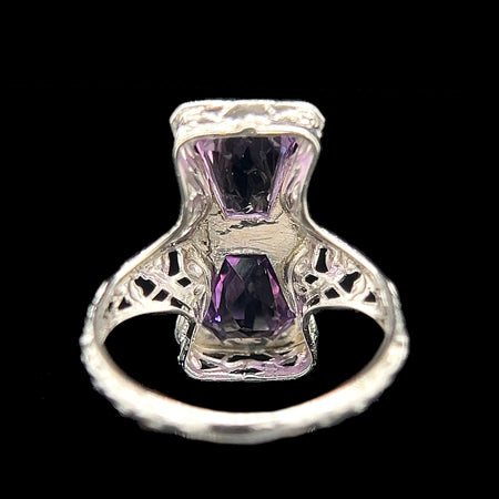 Art Deco 1.00ct. T.W. Amethyst Antique Wedding - Fashion Ring White Gold - J42520