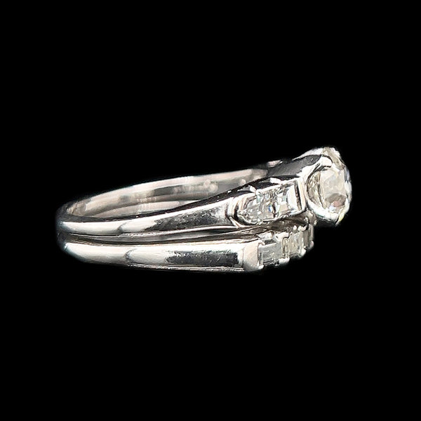 Art Deco .90ct. Diamond Antique Wedding Set Platinum - J42521C