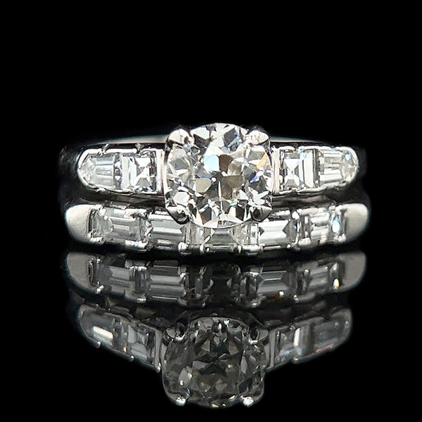 Art Deco .90ct. Diamond Antique Wedding Set Platinum - J42521C