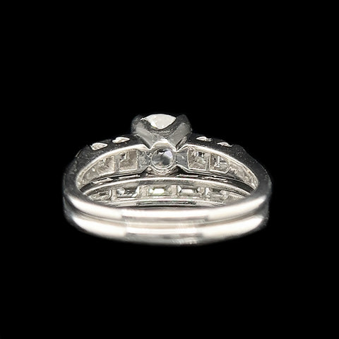 Art Deco .90ct. Diamond Antique Wedding Set Platinum - J42521C