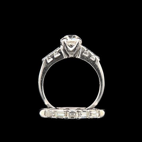 Art Deco .90ct. Diamond Antique Wedding Set Platinum - J42521C