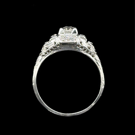 Art Deco .32ct. Diamond Antique Engagement - Fashion Ring 18K White Gold - J42525