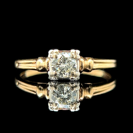 .40ct. Diamond Vintage Engagement - Fashion Ring Yellow & White Gold - J42562