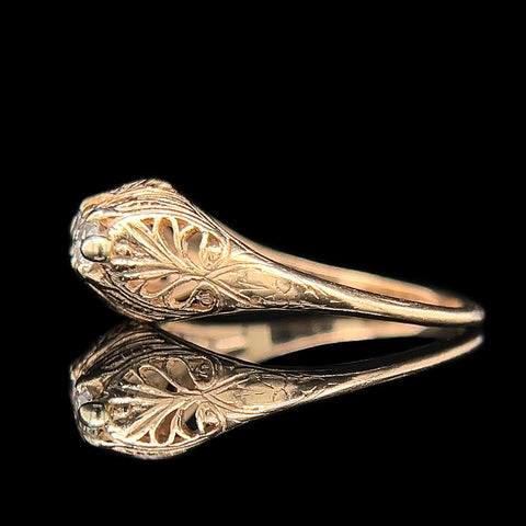 Art Deco .50ct. T.W. Diamond Antique Engagement - Fashion Ring Yellow Gold - J42563