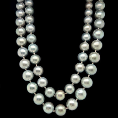 South Sea Silver Cultured Pearl Estate Necklace White Gold - J42568