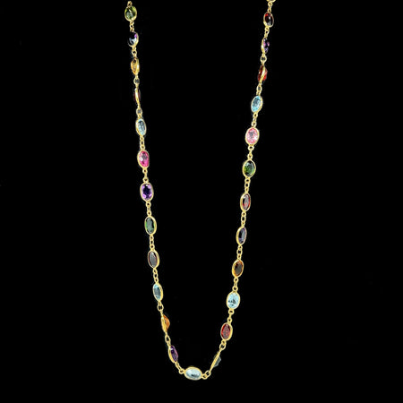 20.00ct. T.W. Multi-Gemstone Estate Necklace Yellow Gold - J42570