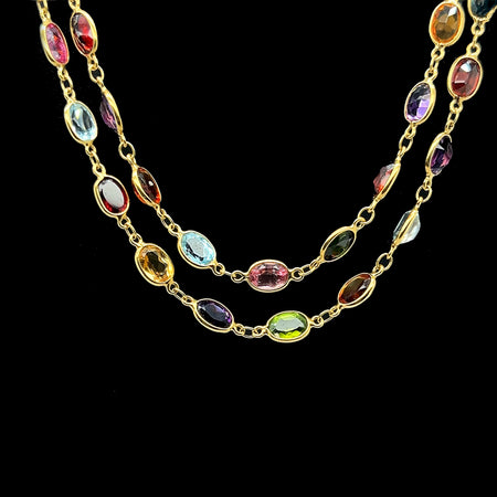 20.00ct. T.W. Multi-Gemstone Estate Necklace Yellow Gold - J42570