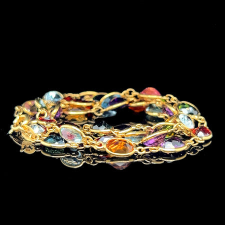 20.00ct. T.W. Multi-Gemstone Estate Necklace Yellow Gold - J42570