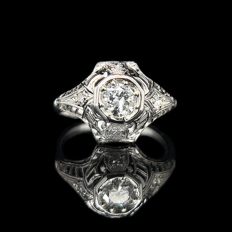 Art Deco .45ct. Diamond Antique Engagement - Fashion Ring Platinum - J42579