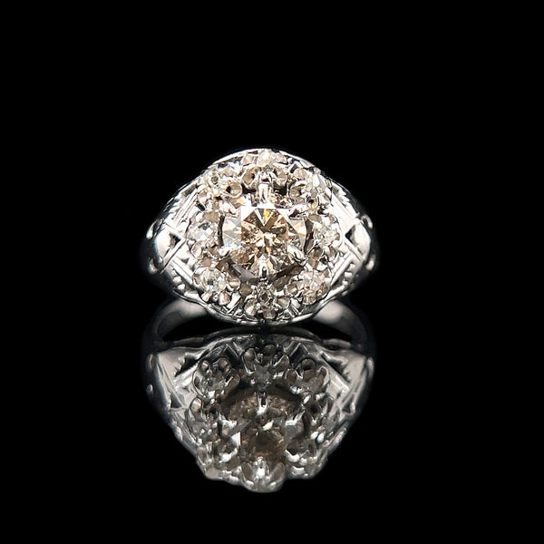 Edwardian .70ct. Diamond Antique Engagement - Fashion Ring White Gold - J42580