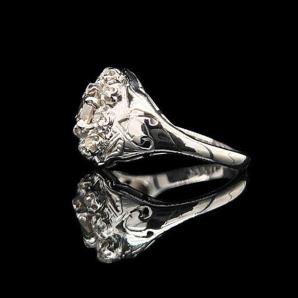 Edwardian .70ct. Diamond Antique Engagement - Fashion Ring White Gold - J42580