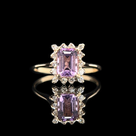 .90ct. Amethyst & Diamond Estate Wedding - Fashion Ring Yellow Gold - J42585