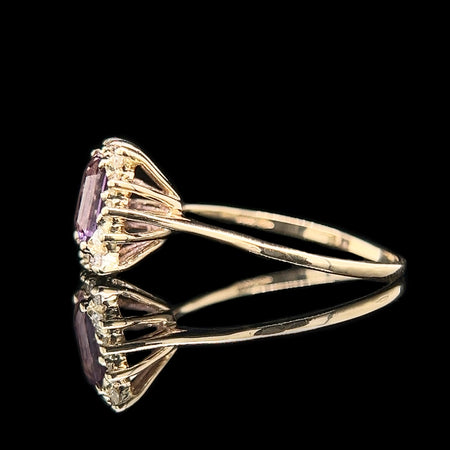 .90ct. Amethyst & Diamond Estate Wedding - Fashion Ring Yellow Gold - J42585