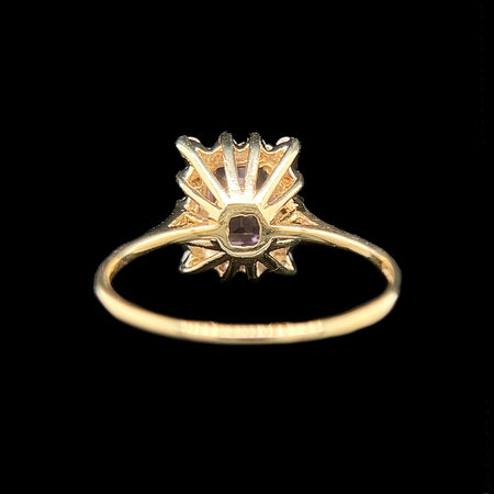 .90ct. Amethyst & Diamond Estate Wedding - Fashion Ring Yellow Gold - J42585