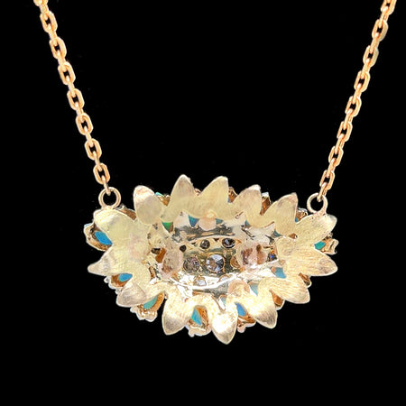 1.60ct. T.W. Diamond & 1.50ct. T.W. Opal Vintage Necklace Yellow Gold - J42590