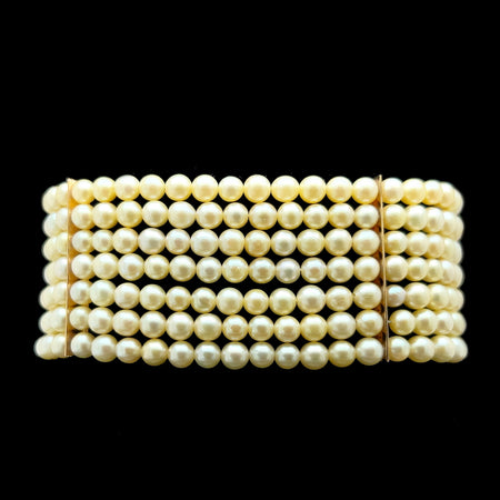 4.8mm Pearl Vintage Bracelet 18K Yellow Gold - J42592