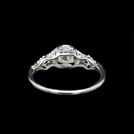 Art Deco .30ct. Diamond & Sapphire Antique Engagement - Fashion Ring 18K White Gold - J42595