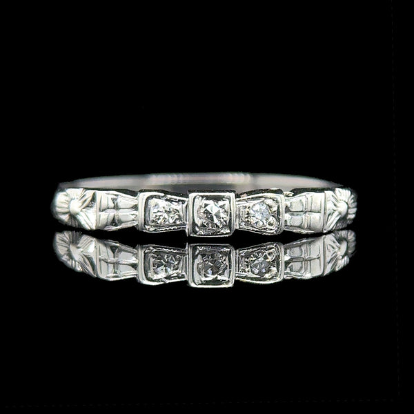 .05ct. T.W. Diamond Vintage Wedding - Anniversary Band White Gold - J42597