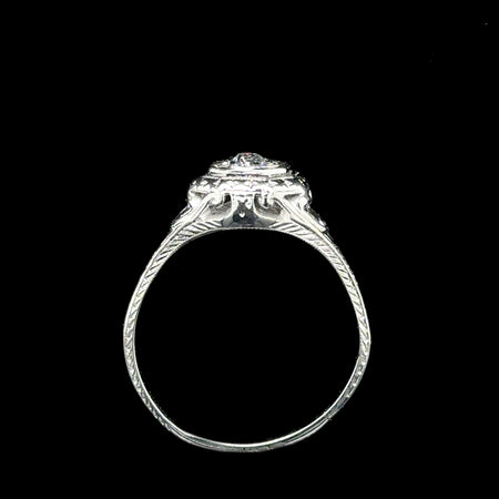 Edwardian .17ct. Diamond Antique Engagement - Fashion Ring 18K White Gold - J42605