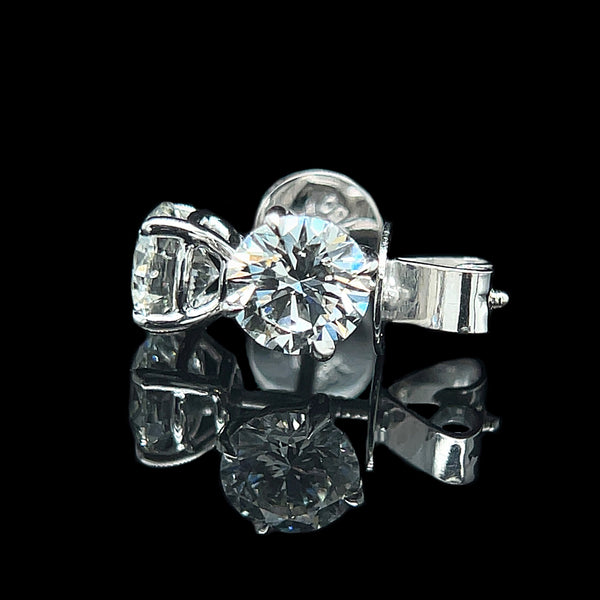 2.07ct. T.W. Diamond Estate Stud Earrings 18K White Gold GIA Cert - J42606