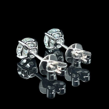 2.07ct. T.W. Diamond Estate Stud Earrings 18K White Gold GIA Cert - J42606