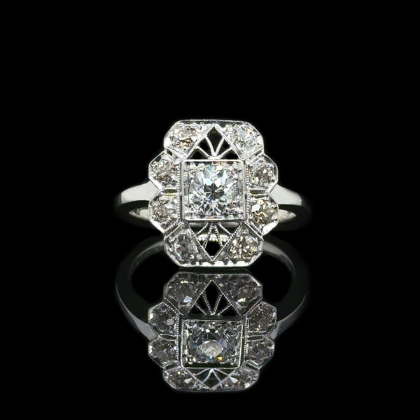 Art Deco .45ct. Diamond Antique Engagement - Fashion Ring Platinum & 18K White Gold - J42633