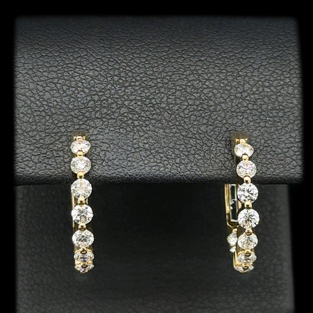 1.00ct. T.W. Diamond Estate Hoop Earrings 18K Yellow Gold - J42642