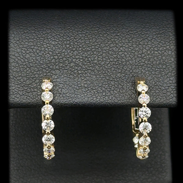 1.00ct. T.W. Diamond Estate Hoop Earrings 18K Yellow Gold - J42642