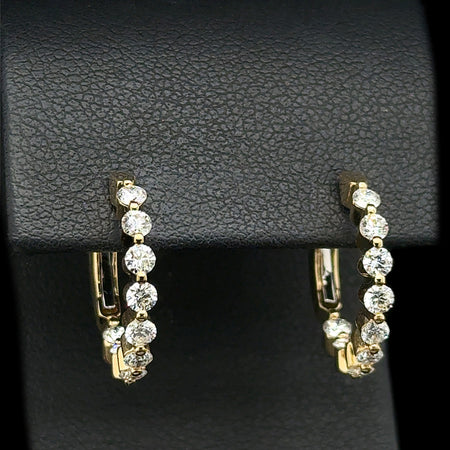 1.00ct. T.W. Diamond Estate Hoop Earrings 18K Yellow Gold - J42642