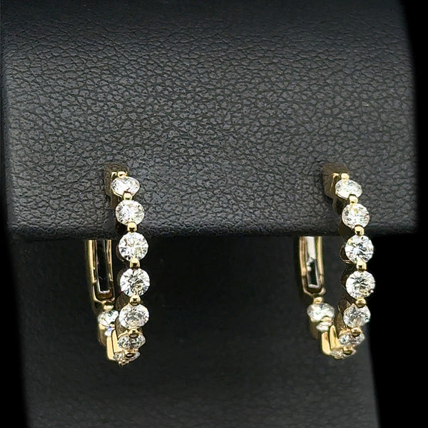 1.00ct. T.W. Diamond Estate Hoop Earrings 18K Yellow Gold - J42642