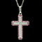 .20ct. T.W. Ruby & Diamond Estate Cross Necklace White Gold - J42643