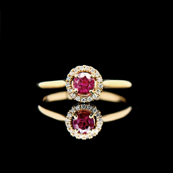 .24ct. Ruby & Diamond Estate Engagement - Fashion Ring Yellow Gold - J42644