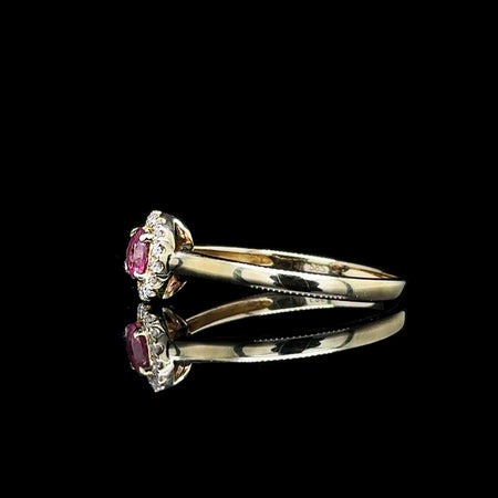 .24ct. Ruby & Diamond Estate Engagement - Fashion Ring Yellow Gold - J42644