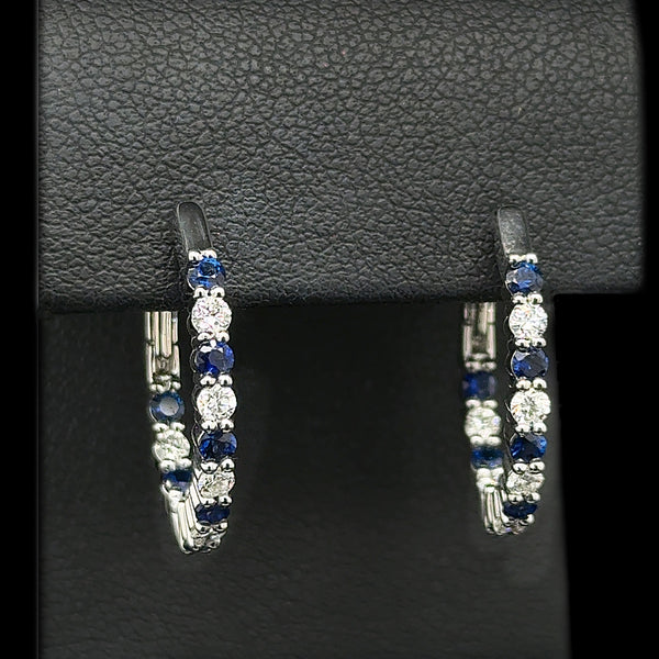 .50ct. T.W. Diamond & Sapphire Estate Earrings White Gold - J42645