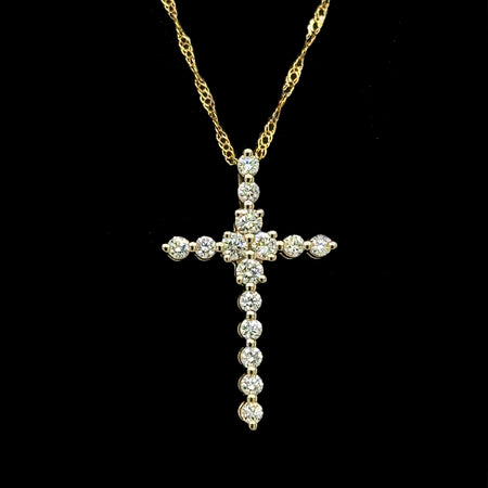 .33ct. T.W. Diamond Estate Cross Necklace Yellow Gold - J42646