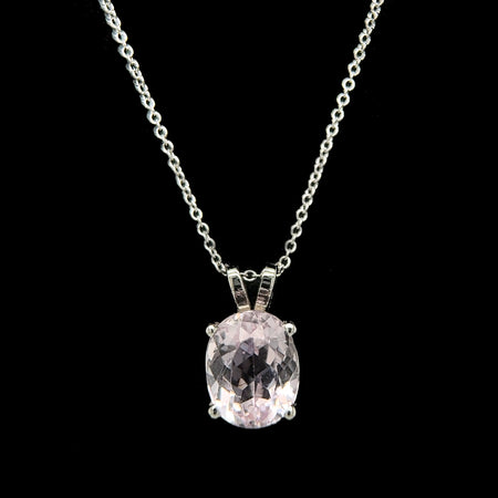 3.78ct. Pink Tourmaline Estate Necklace White Gold - J42649G