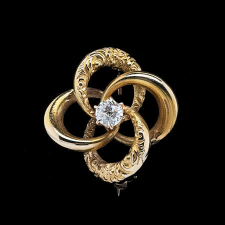 .35ct. Diamond Vintage Brooch Yellow Gold - J42652