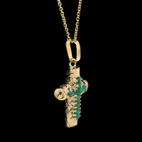 .50ct. T.W. Emerald Vintage Cross 18K Yellow Gold - J42655