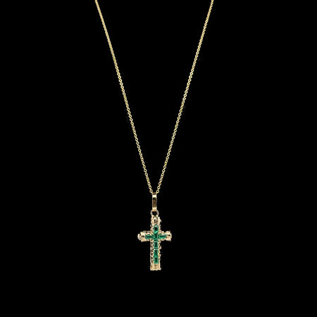 .50ct. T.W. Emerald Vintage Cross 18K Yellow Gold - J42655