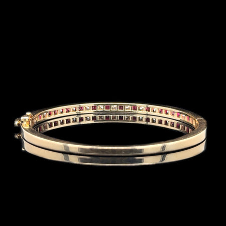 2.63ct. T.W. Ruby & 1.96ct. T.W. Diamond Estate Bangle Bracelet Yellow Gold - J42670C