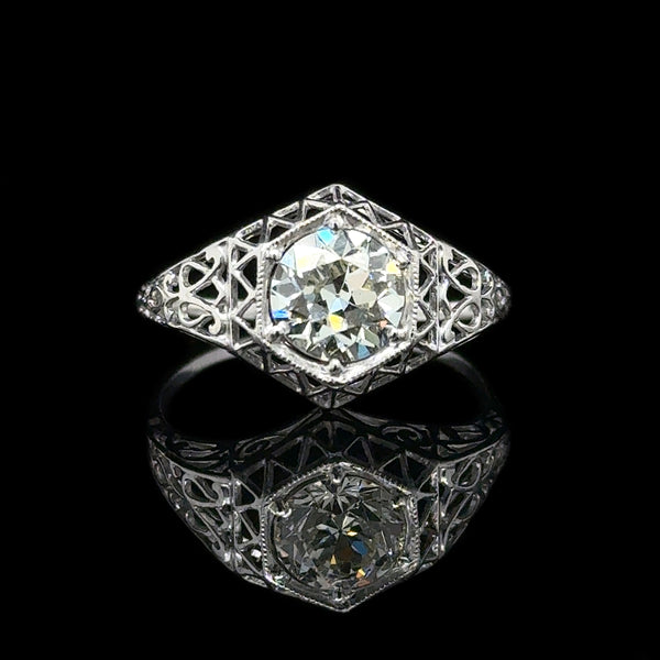 Art Deco 1.27ct. Diamond Antique Engagement - Fashion Ring Platinum - J42671