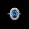 Edwardian 2.50ct. Sapphire & Diamond Antique Engagement - Fashion Ring Platinum & Yellow Gold - J42679