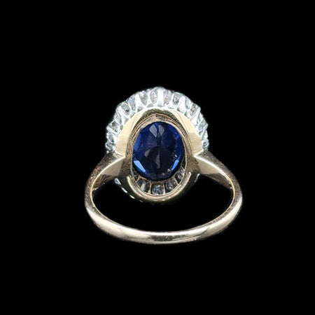 Edwardian 2.50ct. Sapphire & Diamond Antique Engagement - Fashion Ring Platinum & Yellow Gold - J42679