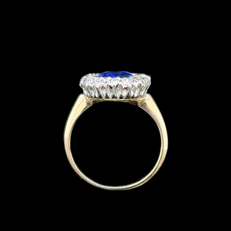 Edwardian 2.50ct. Sapphire & Diamond Antique Engagement - Fashion Ring Platinum & Yellow Gold - J42679