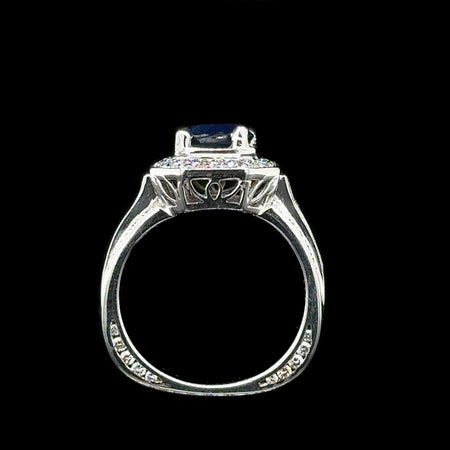 1.70ct. Sapphire & 1.00ct. T.W. Diamond Estate Engagement - Fashion Ring 18K White Gold - J42683