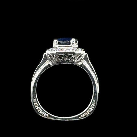 1.70ct. Sapphire & 1.00ct. T.W. Diamond Estate Engagement - Fashion Ring 18K White Gold - J42683