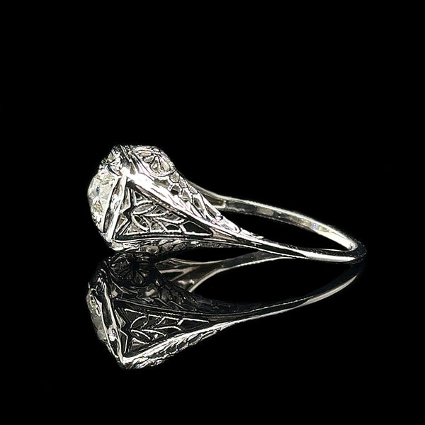 Art Deco .50ct. T.W. Diamond Antique Engagement - Fashion Ring 18K White Gold - J42689