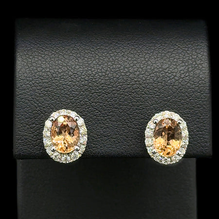 2.00ct. T.W. Topaz & .62ct. T.W. Diamond Estate Earrings White Gold - J42694